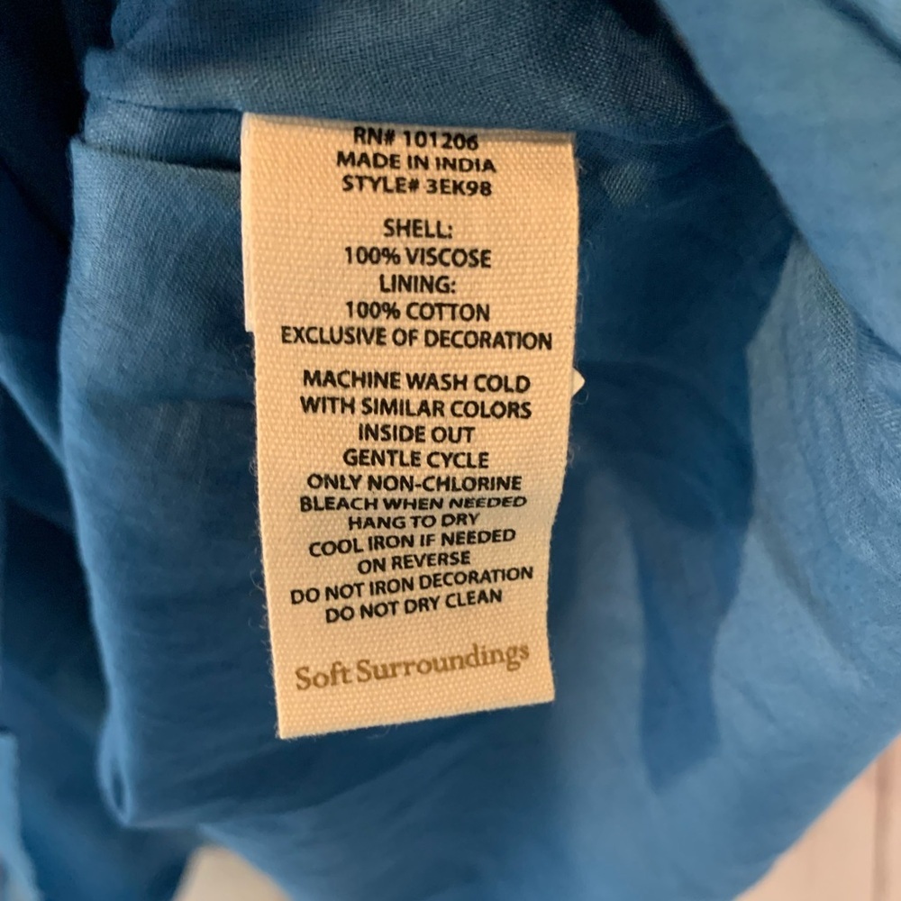 Soft Surroundings Teal Mirapani Embroidered Boho Dress Size P XS - Picture 6 of 7